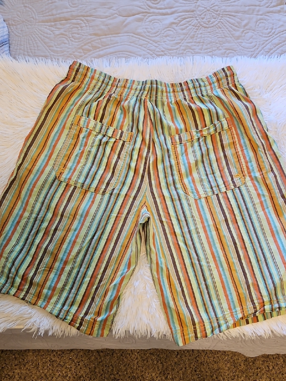 Free People Size P Striped Drawstring Women’s Shorts in Green and Brown - Picture 5 of 7